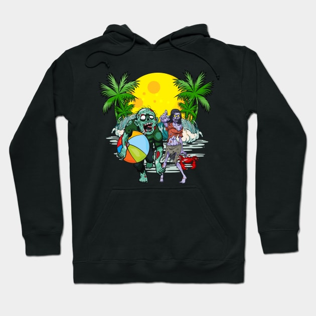 Zombie Beach Party Hoodie by TheJollyMarten